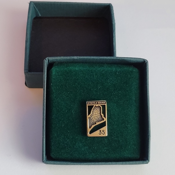 NWT Vintage State of Maine service pin 35 year lapel tack gold tone - Picture 3 of 9